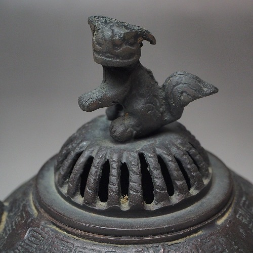 楽天市場】梅獅子文香炉 鉄製 0151香道 茶道 書道 煎茶道古道具 古民具