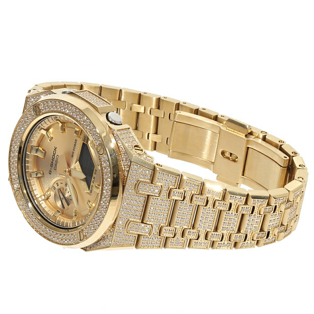 楽天市場】G-SHOCK GA2100gb GARISH ゴールド メタル 全面CZジルコニア