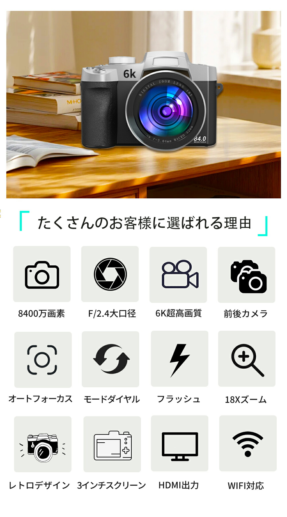 楽天市場】【バッテリー*2☆32GBカード☆最強6K録画】デジタルカメラ