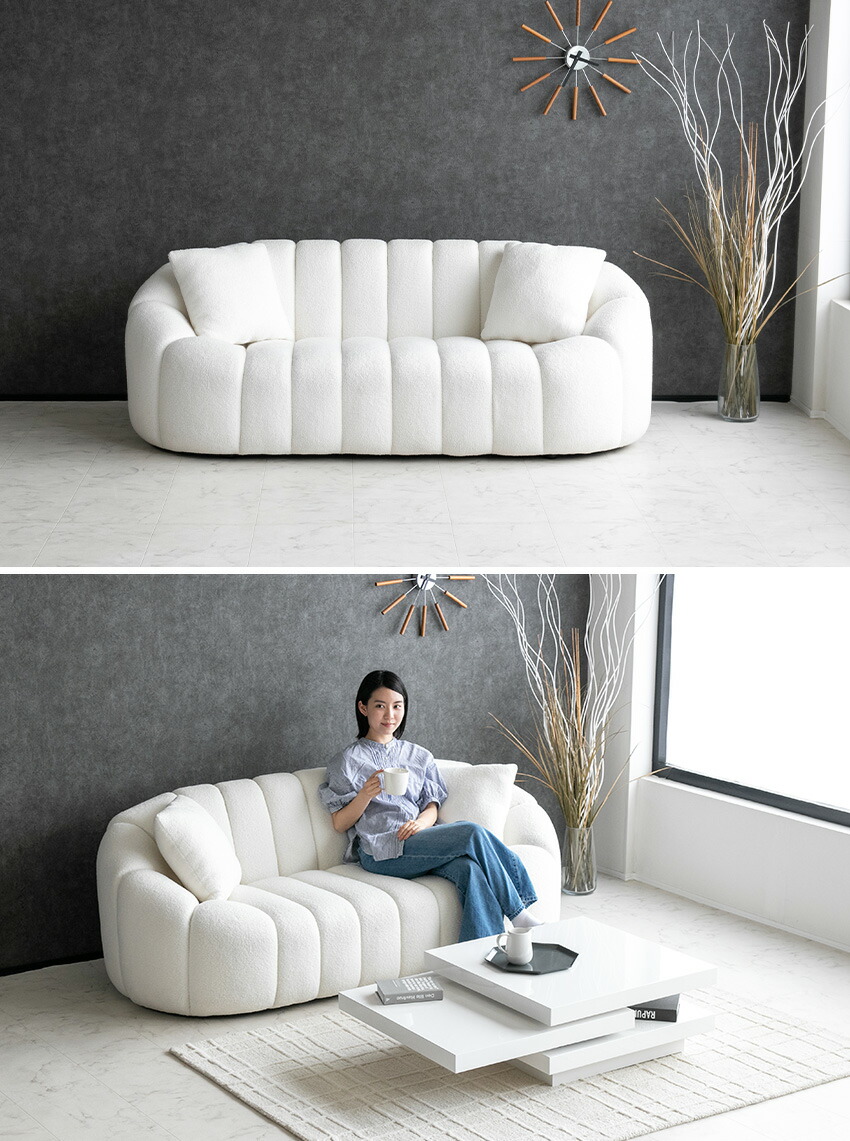 楽天市場】【送料無料】 ソファー 3人掛け ブークレ ファブリック