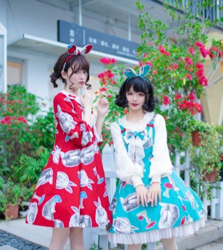 楽天市場】うさぎプリントワンピース 2色 春夏 ミニ ショート丈 A