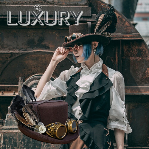 楽天市場】スチームパンク ゴーグル付きハット ギア フェザー 羽