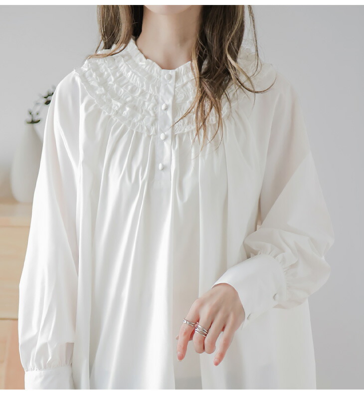 楽天市場】【25AW×半額クーポン】フリルカラーブラウス 半袖 長袖