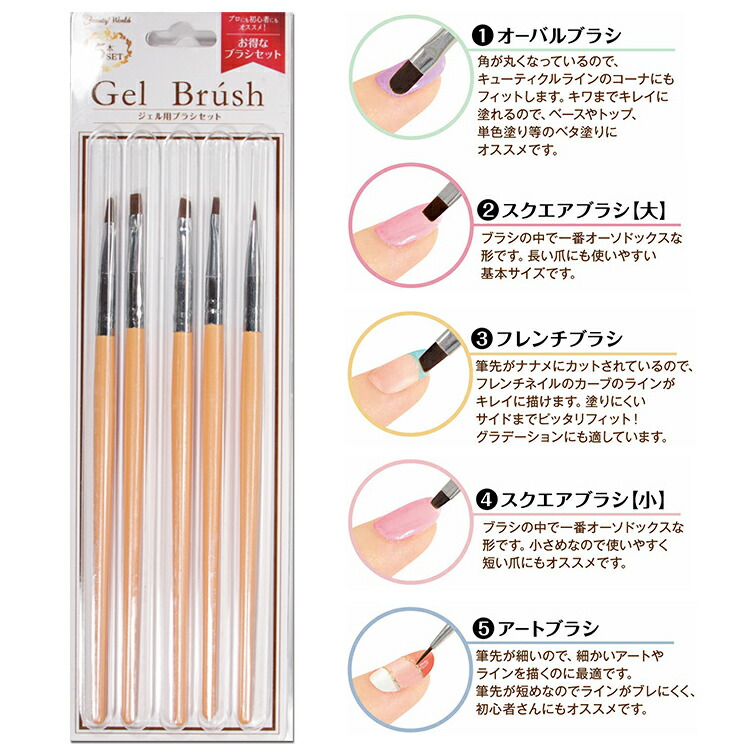 楽天市場】ジェルブラシバラエティセット【KF1001】 ジェルネイル