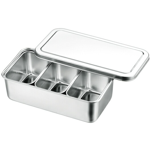 楽天市場】18-8ステンレス ミニ調味料入バット3ヶ入(66603)フタ付 214