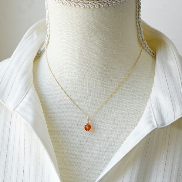 楽天市場】ネックレス カーネリアン 天然石 1粒 シンプル ゴールド