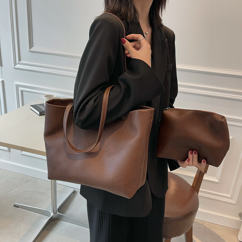 楽天市場】レザータッチ トートバッグ インナーバッグ付き エクリュ