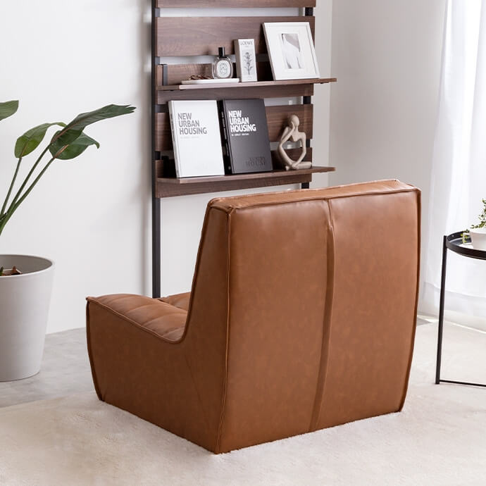 楽天市場】1人掛けソファ 74cm幅 ブラウン 合皮ソファ 一人用ソファー