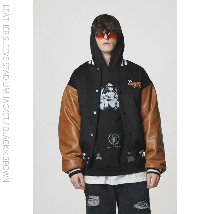 楽天市場】LIBERE リベーレ レザースリーブ スタジアム ジャケット