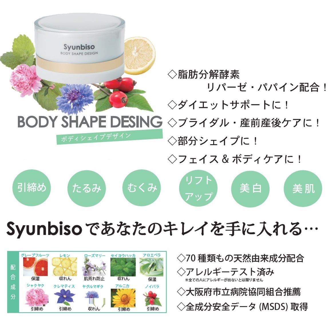 楽天市場】瞬美痩 Syunbiso ボディシェイプデザイン 80g 簡単 塗る