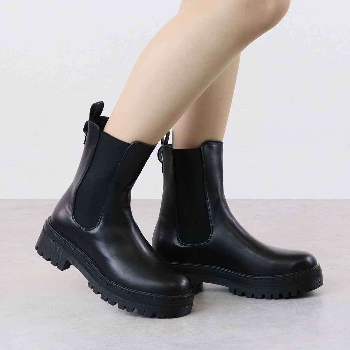 楽天市場】ブーツ レディース 厚底 5cmヒール ラウンドトゥ サイドゴア