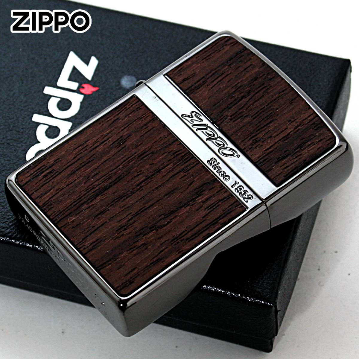 楽天市場】Zippo ジッポライター ウッド 木目 木 ネオブラック 両面