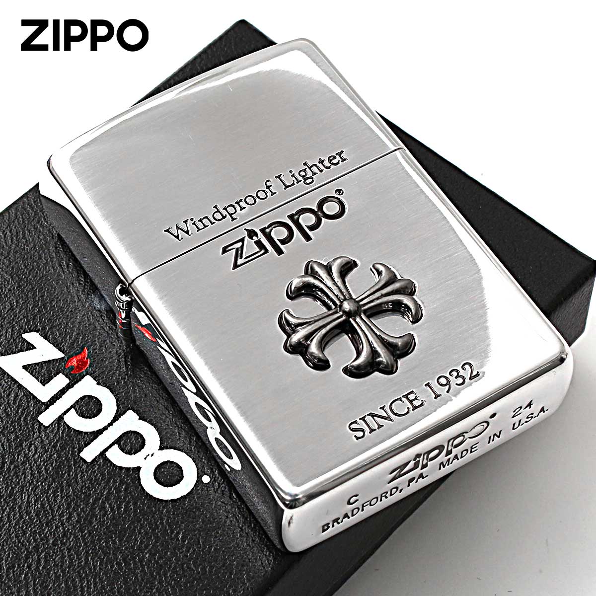 楽天市場】Zippo ジッポライター クロス 十字架 Cross シルバーいぶし