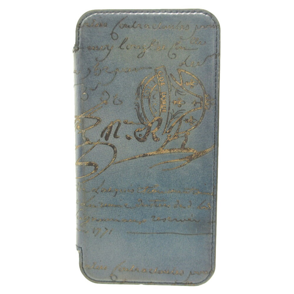 ベルルッティ カリグラフィ 手帳型 ブルー スマホケース iPhone15Pro