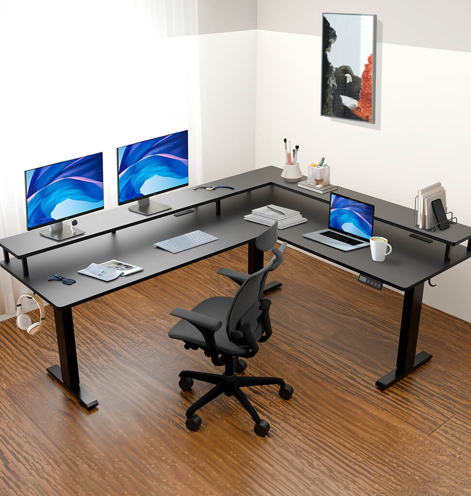 楽天市場】電動式 昇降デスク 昇降式デスク スタンディングデスク L字