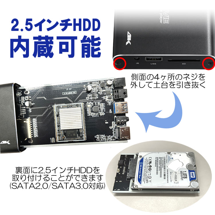 楽天市場】マルチメディアプレイヤー 4K対応 2.5インチHDD/SSD対応