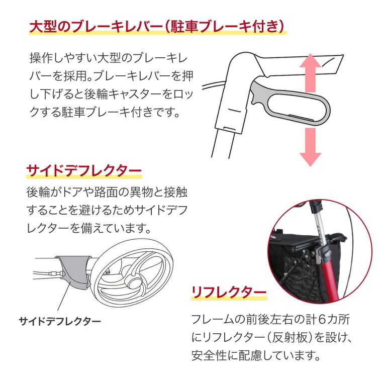 楽天市場】歩行車 高齢者 介護 ジェミノ KZ-325100 レッド
