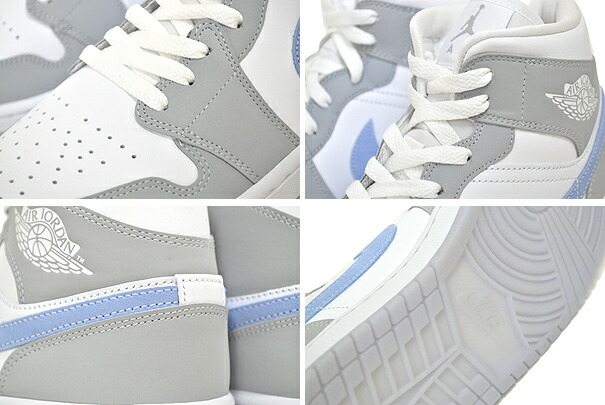 楽天市場】NIKE WMNS AIR JORDAN 1 MID white/aluminum-wolf grey