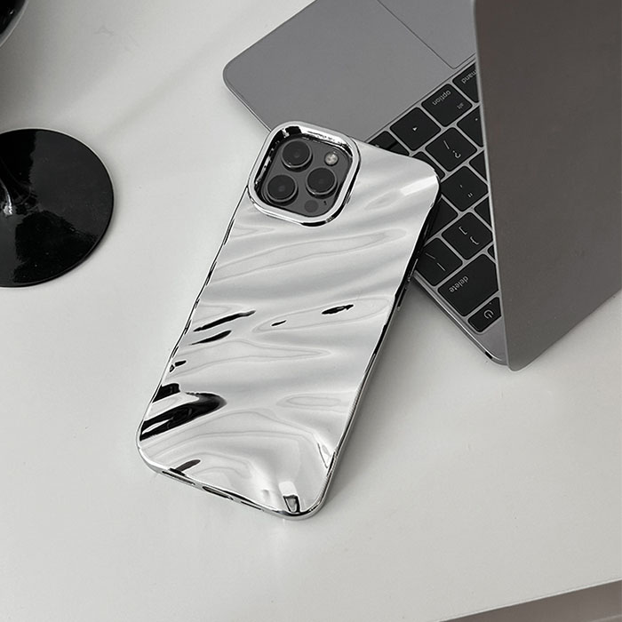 楽天市場】iphoneケース シルバー メタリック TPU 3D ドレープ