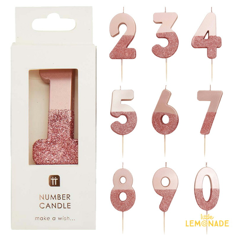 楽天市場】グリッターナンバーキャンドル／ ローズゴールド 【0から9