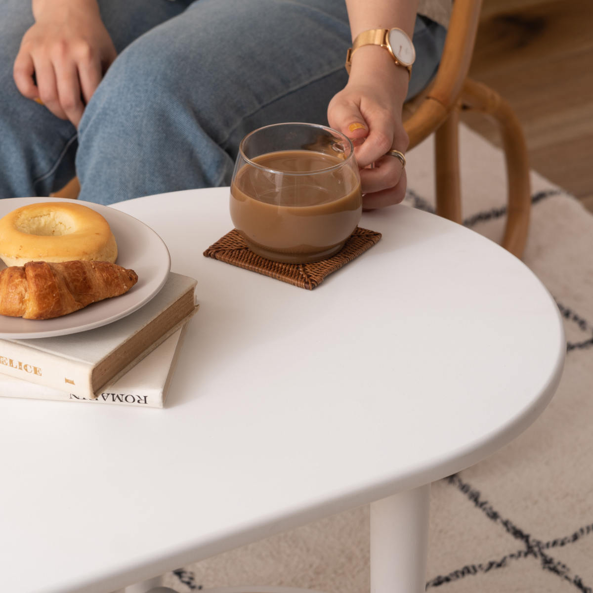 楽天市場】リビングテーブル ラタン調 幅100cm 高さ46cm シック