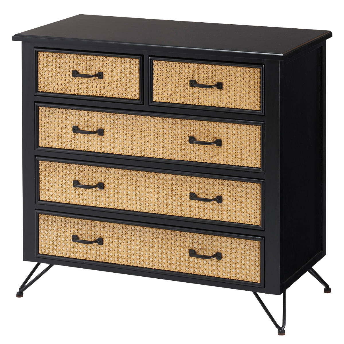 ラタン籐チェスト 家具 5段 タンス レトロ アンティーク ラタン5段