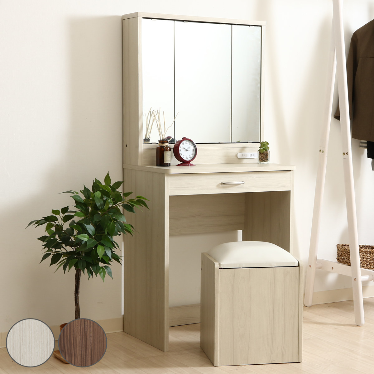 楽天市場】ドレッサー 幅60cm 三面鏡 鏡台 木目調 （ コスメテーブル