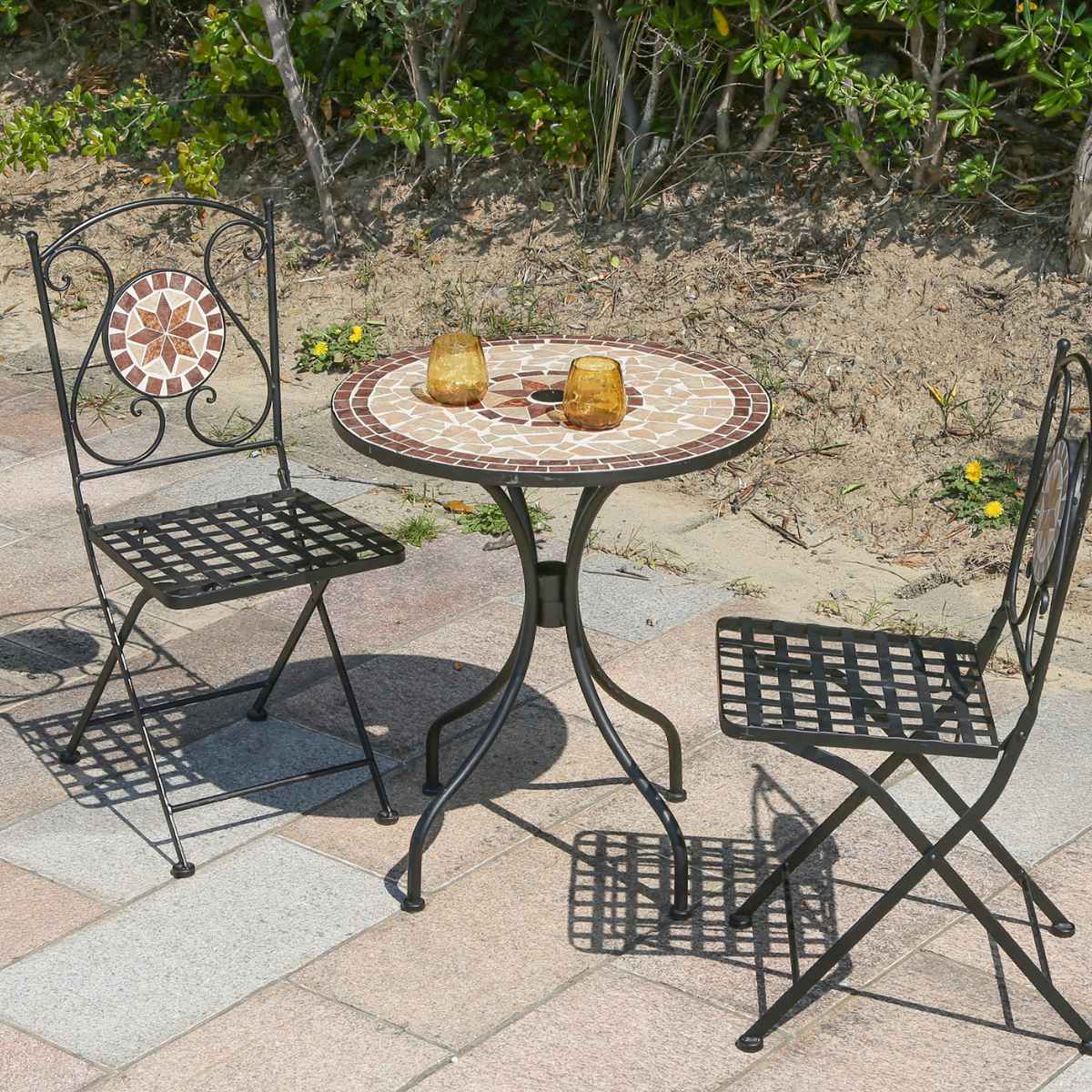 楽天市場】ガーデンテーブル モザイクテーブル 星柄 直径61cm （ 送料