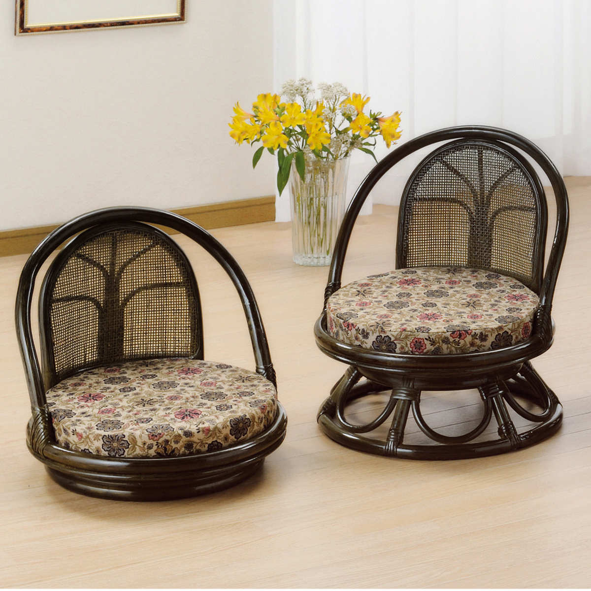 楽天市場】籐 回転座椅子 ミドルタイプ ラタンチェア 座面高23cm