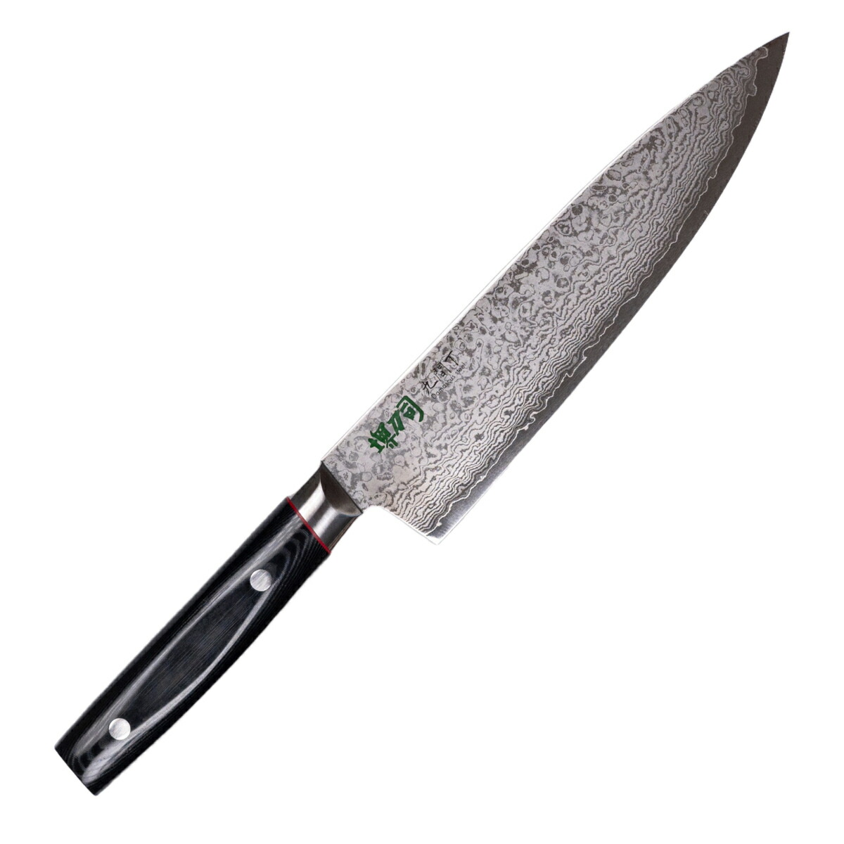 楽天市場】牛刀 20cm 九間丁 ダマスカス鋼割込 黒マイカルタ 堺刀司