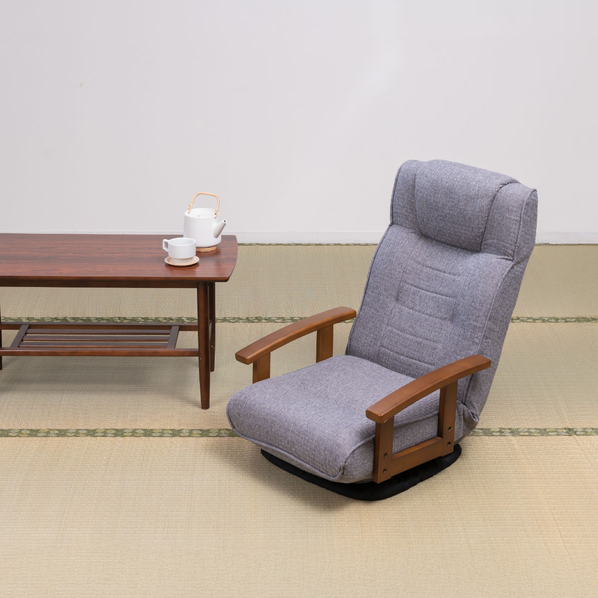 楽天市場】座椅子 回転式 座面高23cm 14段階リクライニング ハイバック