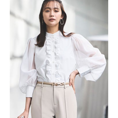 楽天市場】オーガンジー フリルリボン（シャツ・ブラウス｜トップス