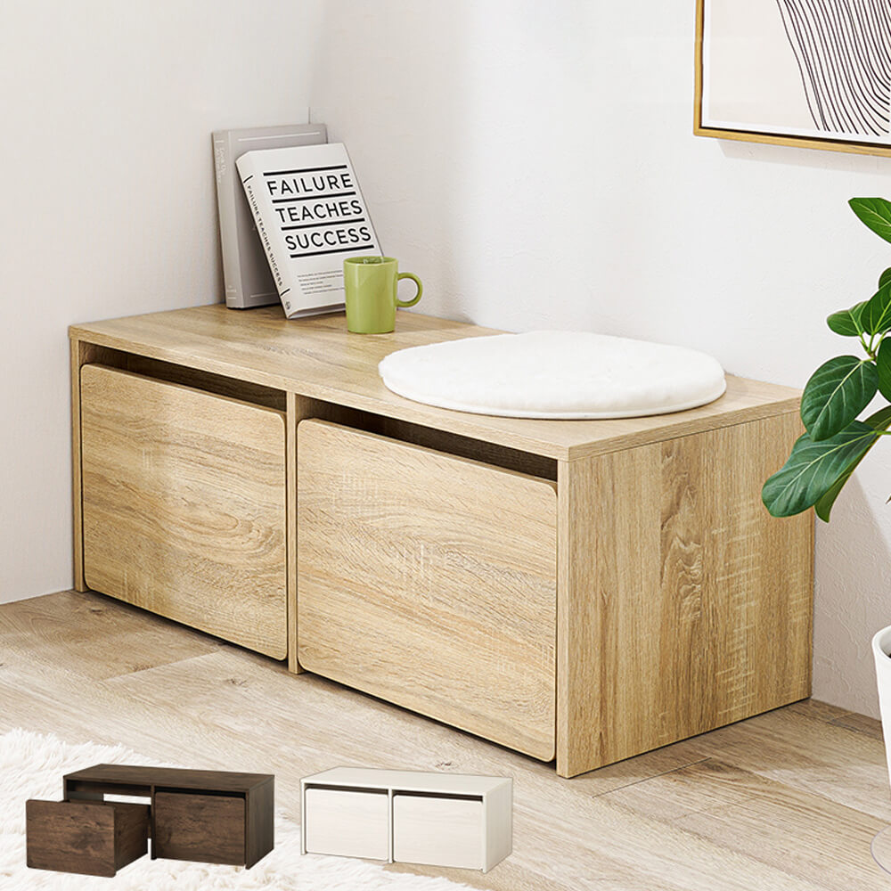 楽天市場】ワゴン付き収納ベンチ 3Way デスク ベンチ 収納 幅90