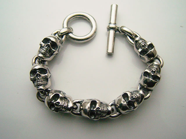 楽天市場】【送料無料】 スカル11ブレスレット Mサイズ【シルバー