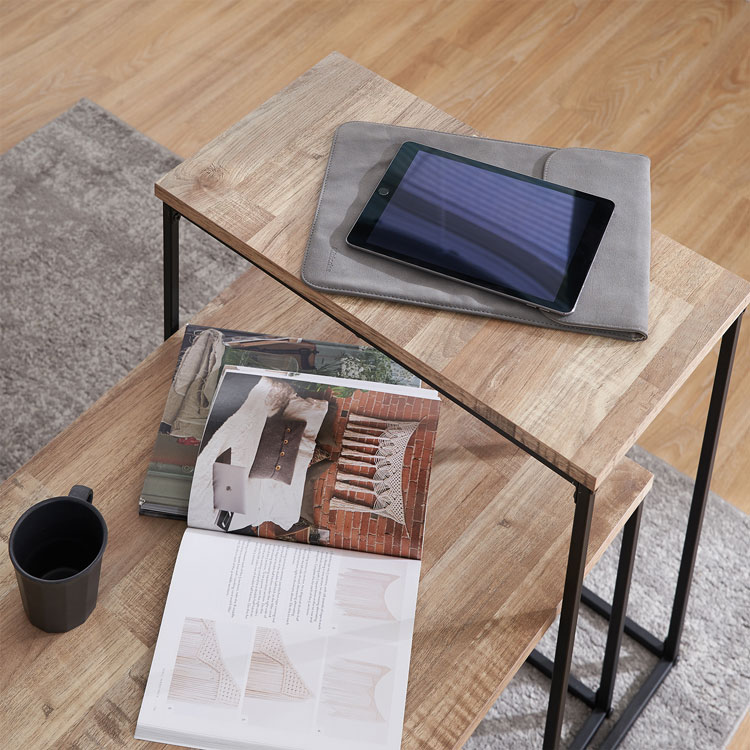 オランダ製 木製ネストテーブル 3段セット ダークブラウン オランダ製