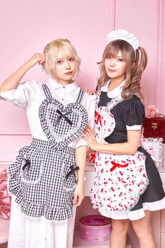 楽天市場】【1点までメール便も可能】ハートフリルエプロン ギンガム