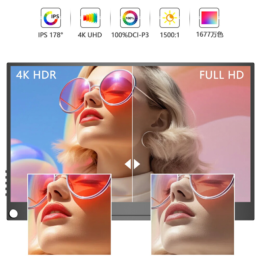 楽天市場】【4K】モバイルモニター 14インチ 4K 100% DCI-P3 UHD