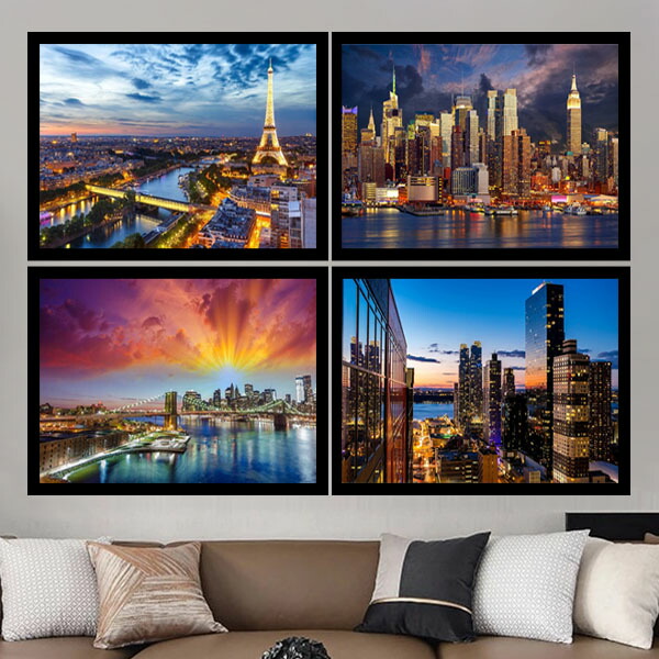 楽天市場】単品 33×43cm アートパネル 枠付きフレーム絵画 大都会 都市