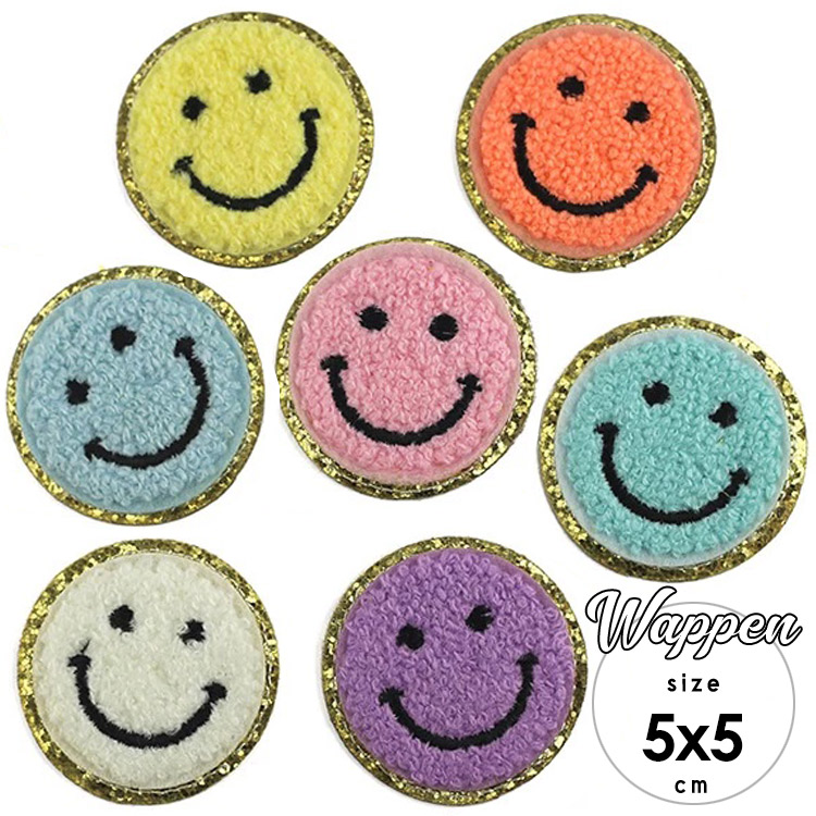 楽天市場】送料無料/ ワッペン スマイル キラキラ 刺繍 アイロン