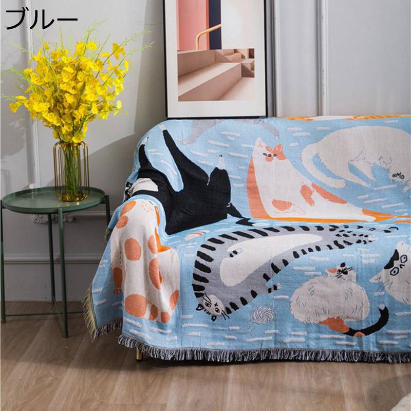 楽天市場】ソファカバー かわいい猫柄 マルチカバー 綿 滑り止め 多