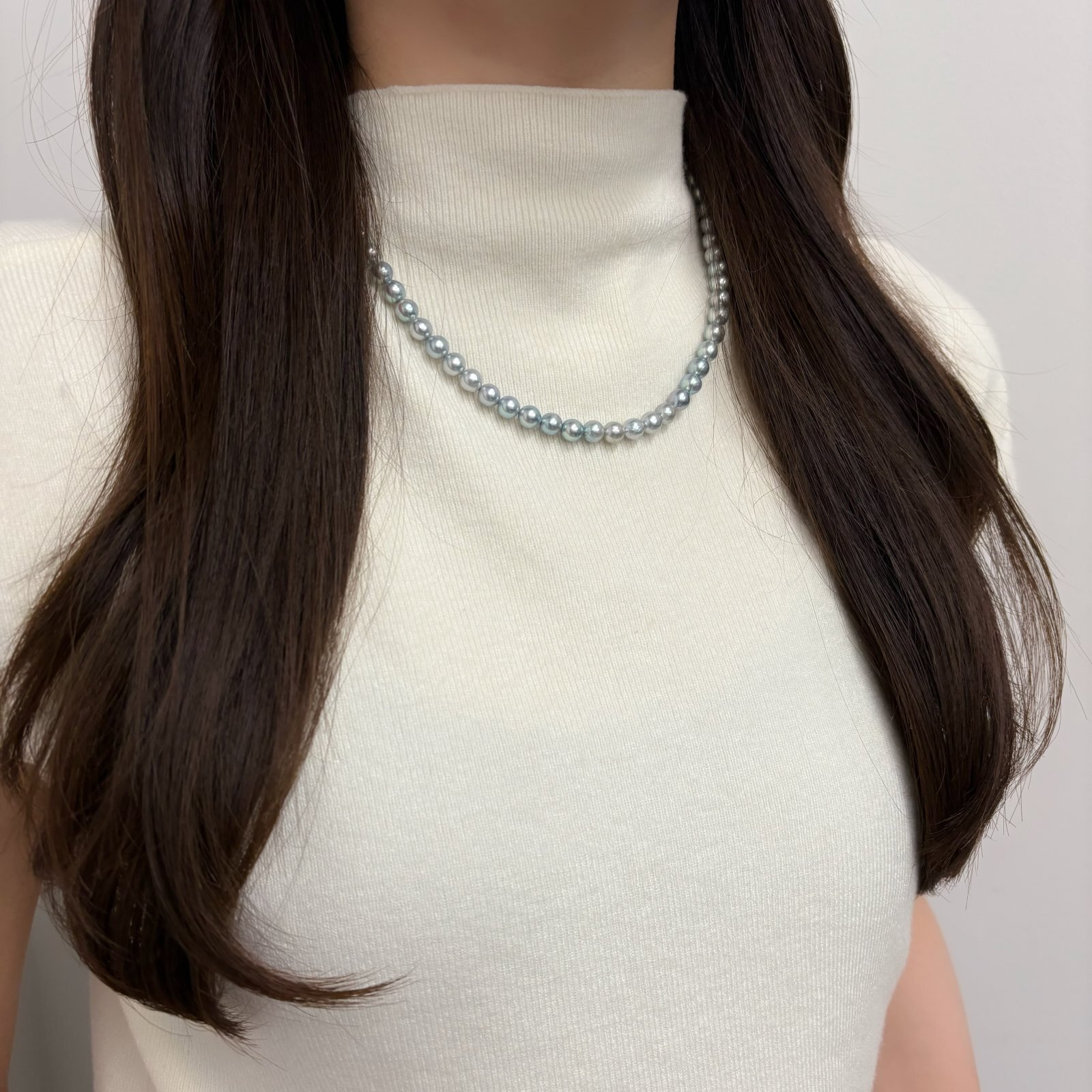 楽天市場】あこや真珠 シルバーグレー パールネックレス コバルト処理