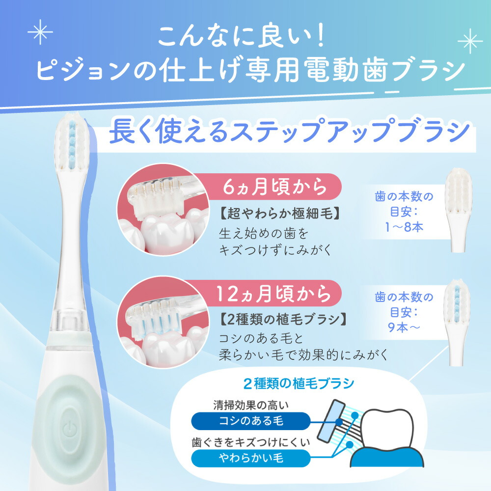 楽天市場】電動歯ブラシセット（グリーン）|ピジョン 歯 歯磨き 歯磨