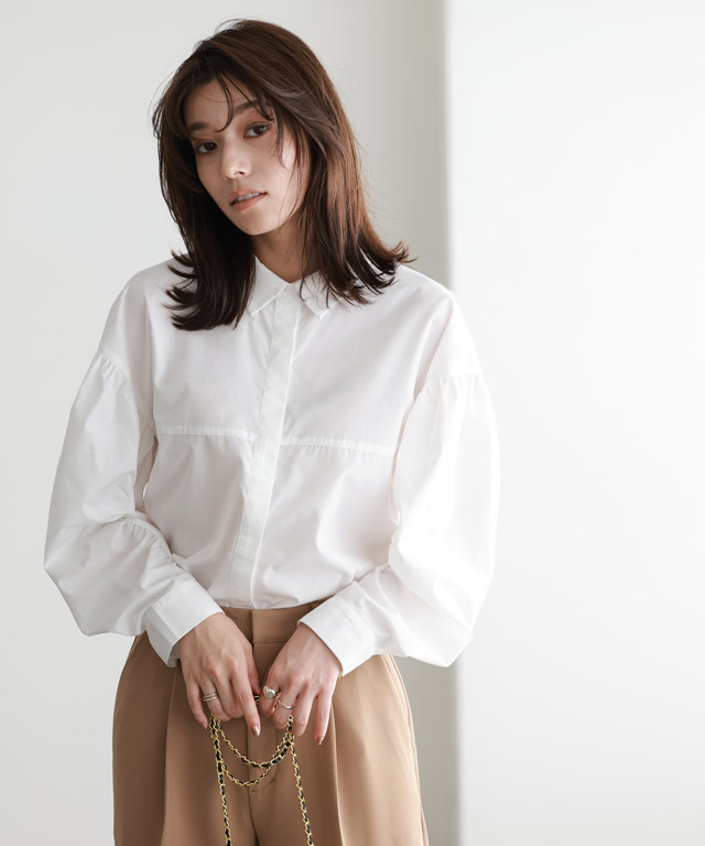 楽天市場】袖シャーリングシャツ ☆ シャツ ブラウス シャーリング 襟