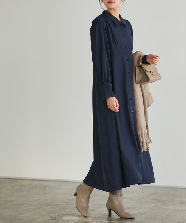 楽天市場】≪冬SALE！≫襟付きクルミボタンフレアワンピース ☆ クルミ