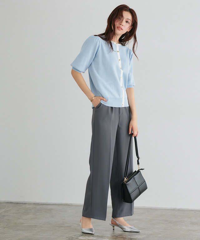 楽天市場】多機能バイカラーパフニットカーディガン ☆ サマーニット