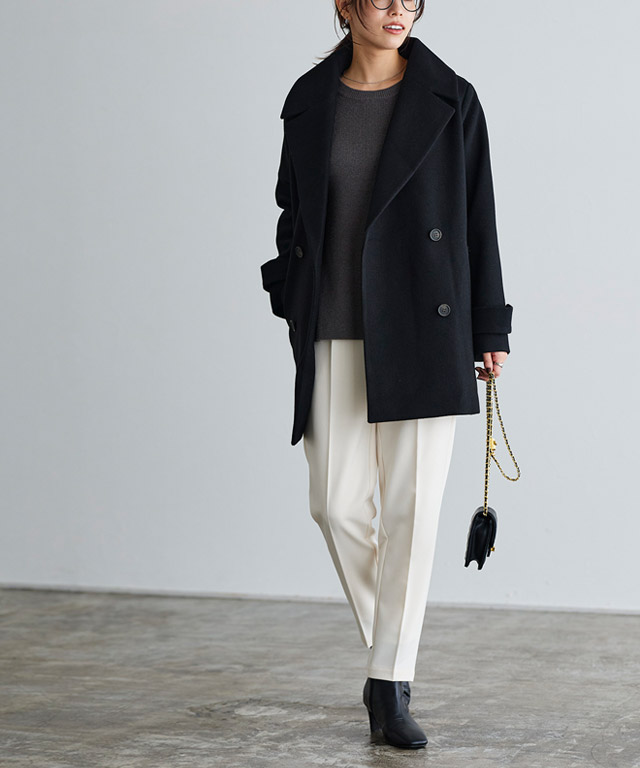 美品】ディセンダント ピーコート Pコート メルトン 襟ファー 1