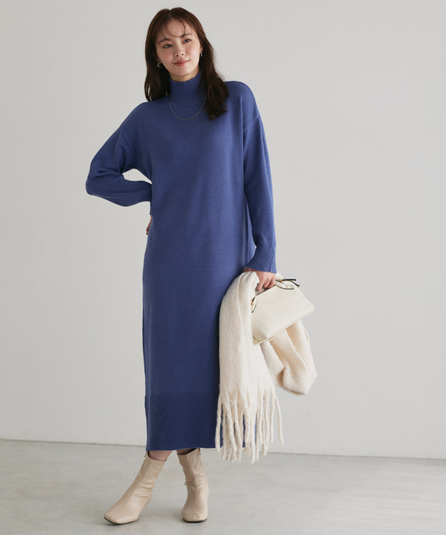 楽天市場】≪当日発送≫もっちりカシミヤタッチハイネックロングニット