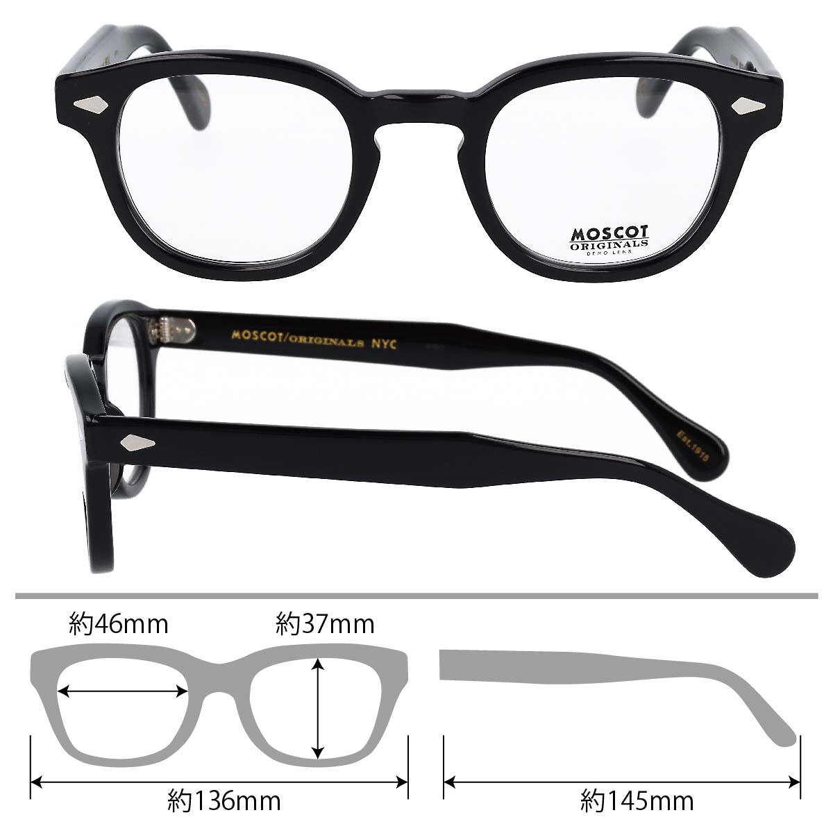 楽天市場】MOSCOT LEMTOSH 46 モスコット レムトッシュ 46 メガネ