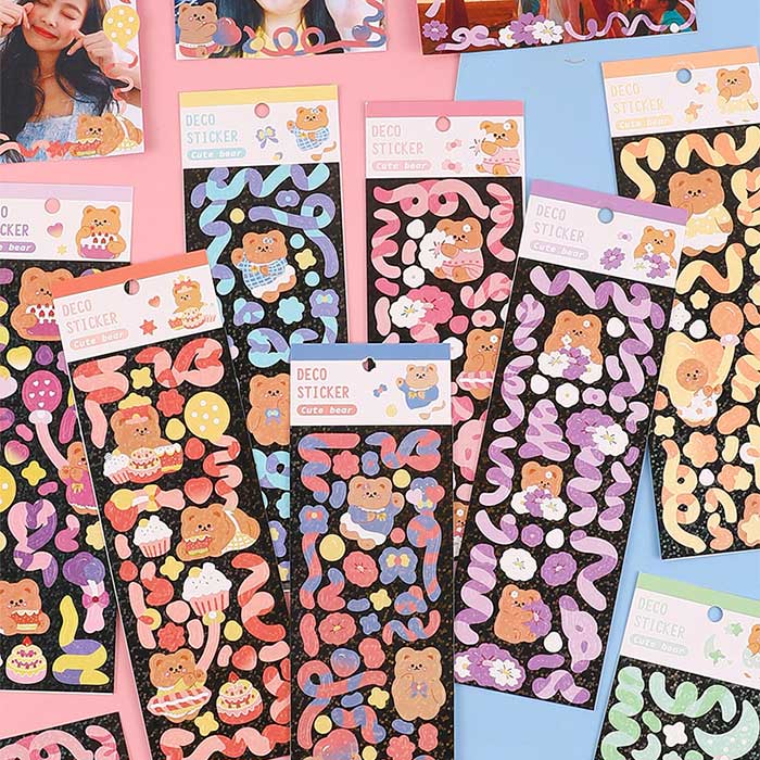 楽天市場】【即日出荷】 韓国 シール チェキ プリクラ デコ クマ