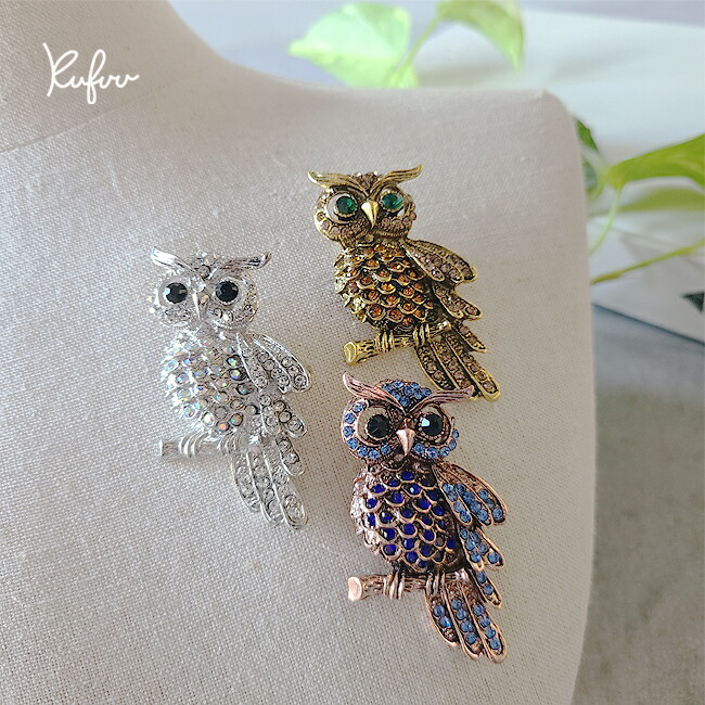 楽天市場】ブローチ【 ラインストーン フクロウ 】 Brooch 梟ピン